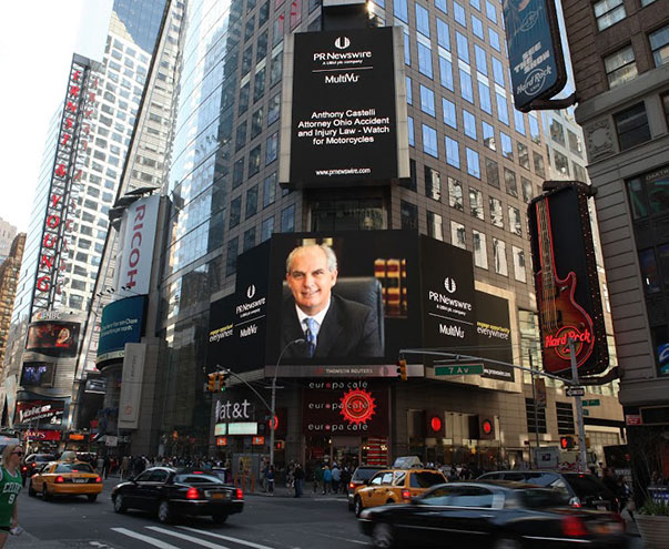 Dayton Accident Attorney Castelli appears on Times Square